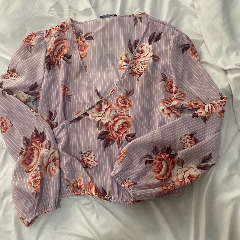 Lavender and wine colored crop top blouse!